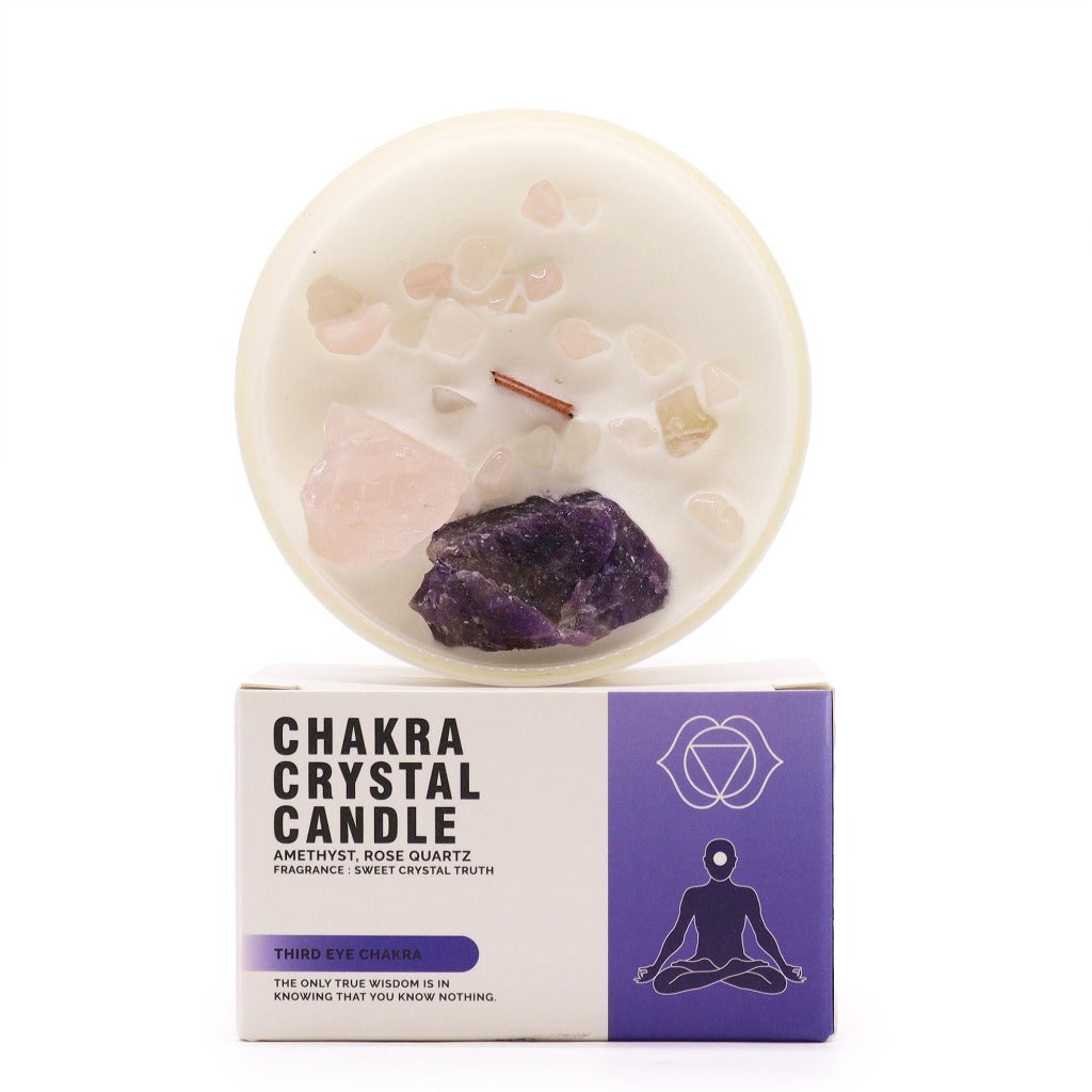 Crystal Candles - Chakra - Scented Soy Wax Jar Candles Infused With Gemstones