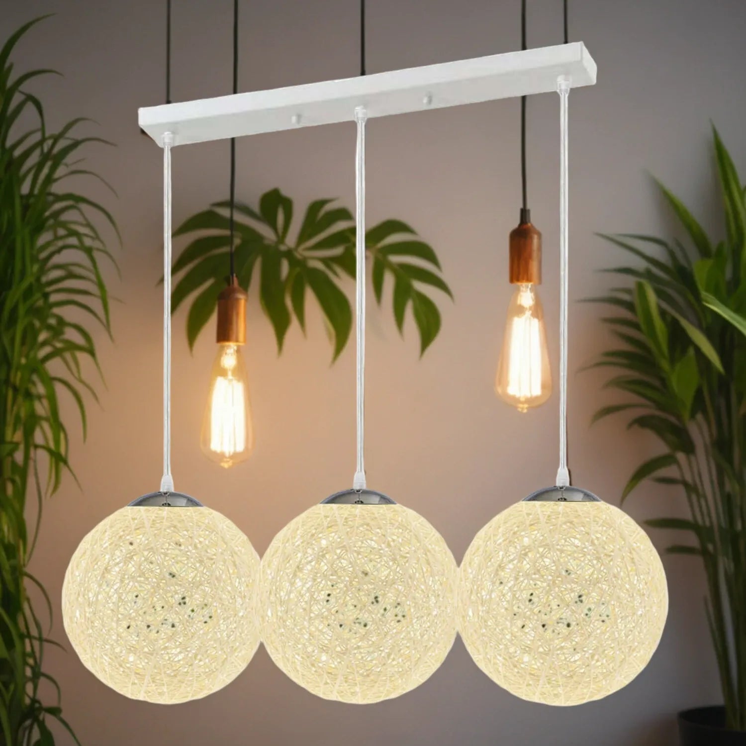 Cream Style Rattan Wicker Ceiling Pendant Lampshade Hanging Decoration Lamp~1802-0