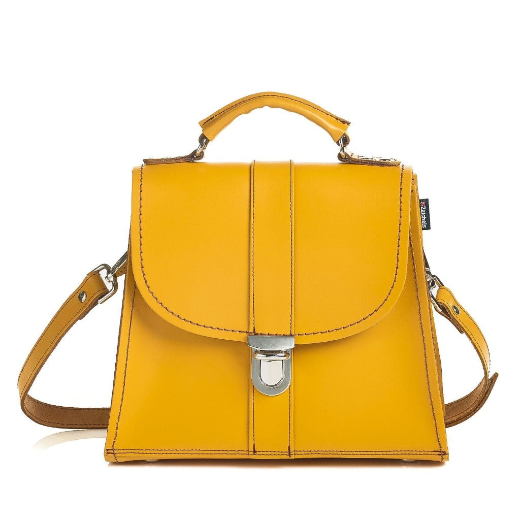 Handmade Leather Cross Body Bag - Yellow Ochre-0