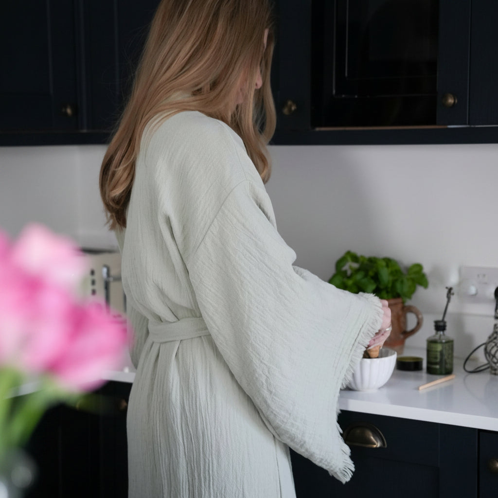 green dressing gown