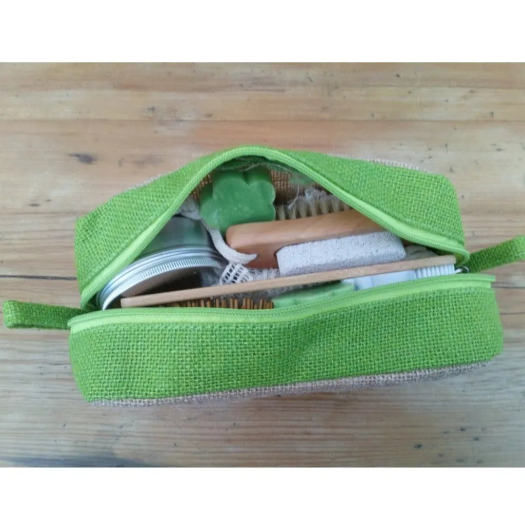 Ancient Wisdom Sustainable Jute Toiletry bags - Green Lavender or Natural Make Up Bag Luggage & Bags > Cosmetic & Toiletry Bags > Make-up & Cosmetic Bags > Natural Jute Toiletry bags emmy-jane-boutique.myshopify.com