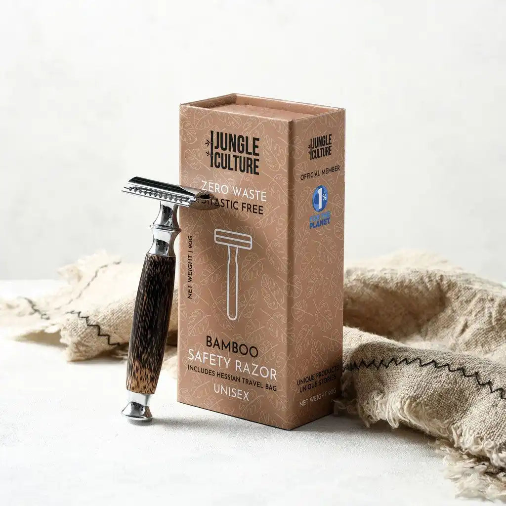 Jungle Culture Eco Bamboo Safety Razor -  Reusable Bamboo Razor & Jute Travel Bag Health & Beauty > Personal Care > Shaving & Grooming > Razors & Razor Blades > Eco-Friendly Razors > Zero Waste Razors emmy-jane-boutique.myshopify.com