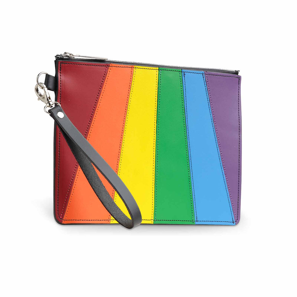 Handmade Leather Folio Case Small - Pride Rainbow-0