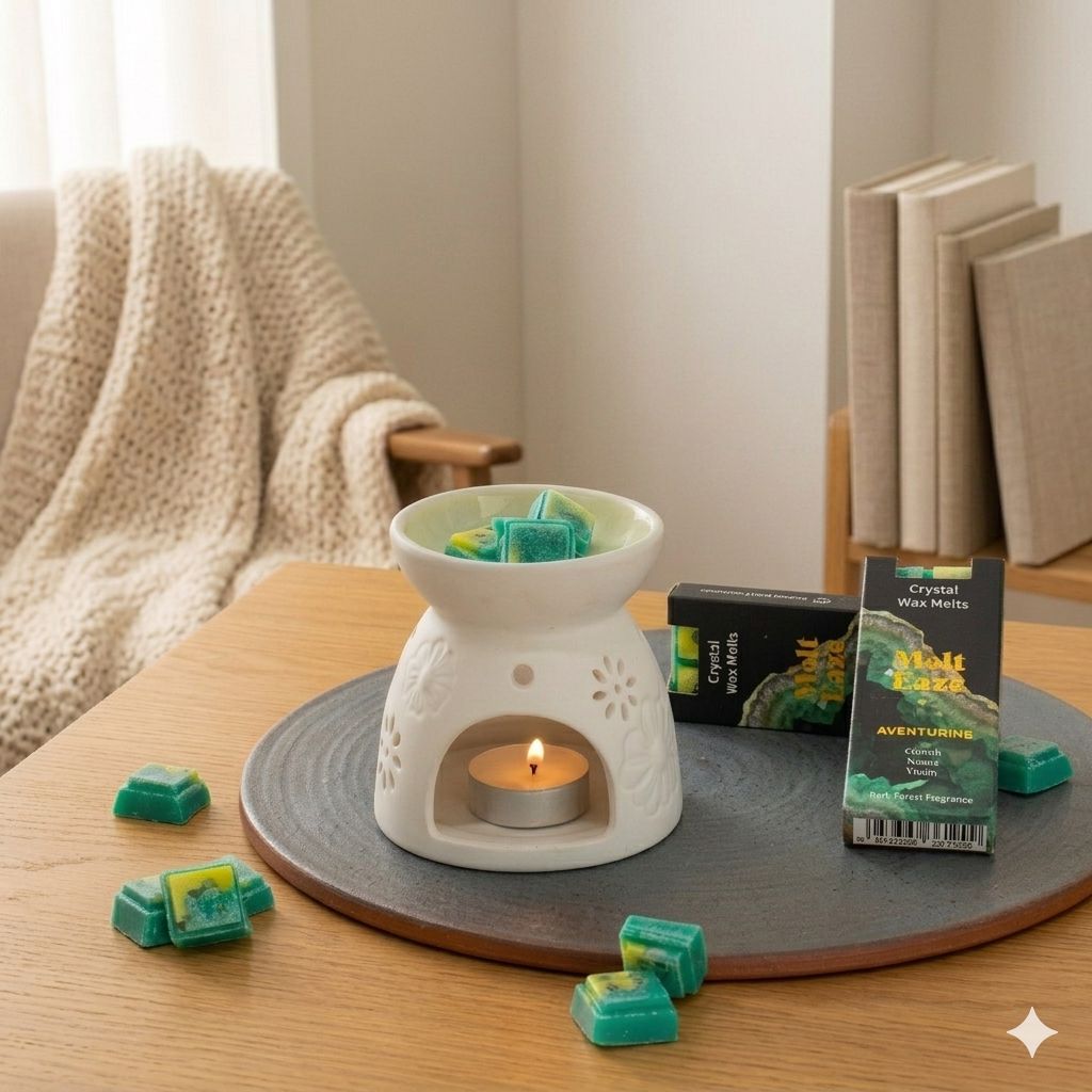 Forest Scented Wax Melts with Aventurine Crystal Chips