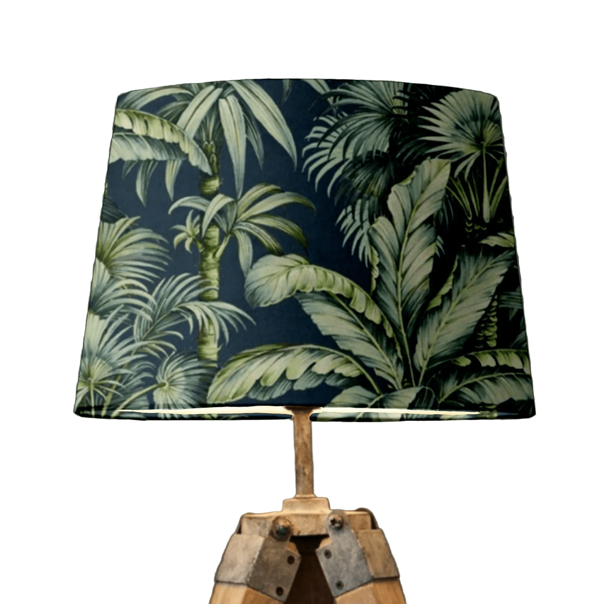 French Drum Lampshade in Tropical Leaf Velvet