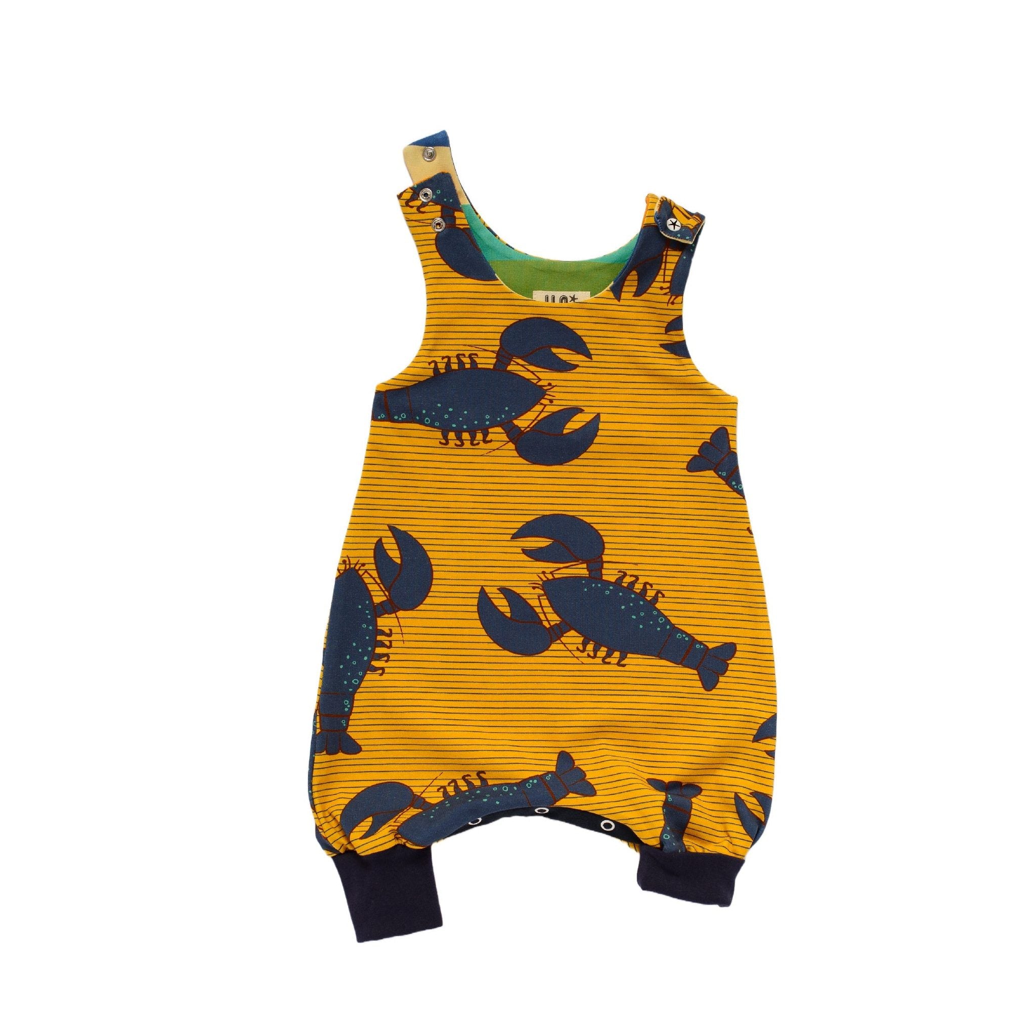 Organic Cotton Lobster Romper Dungarees