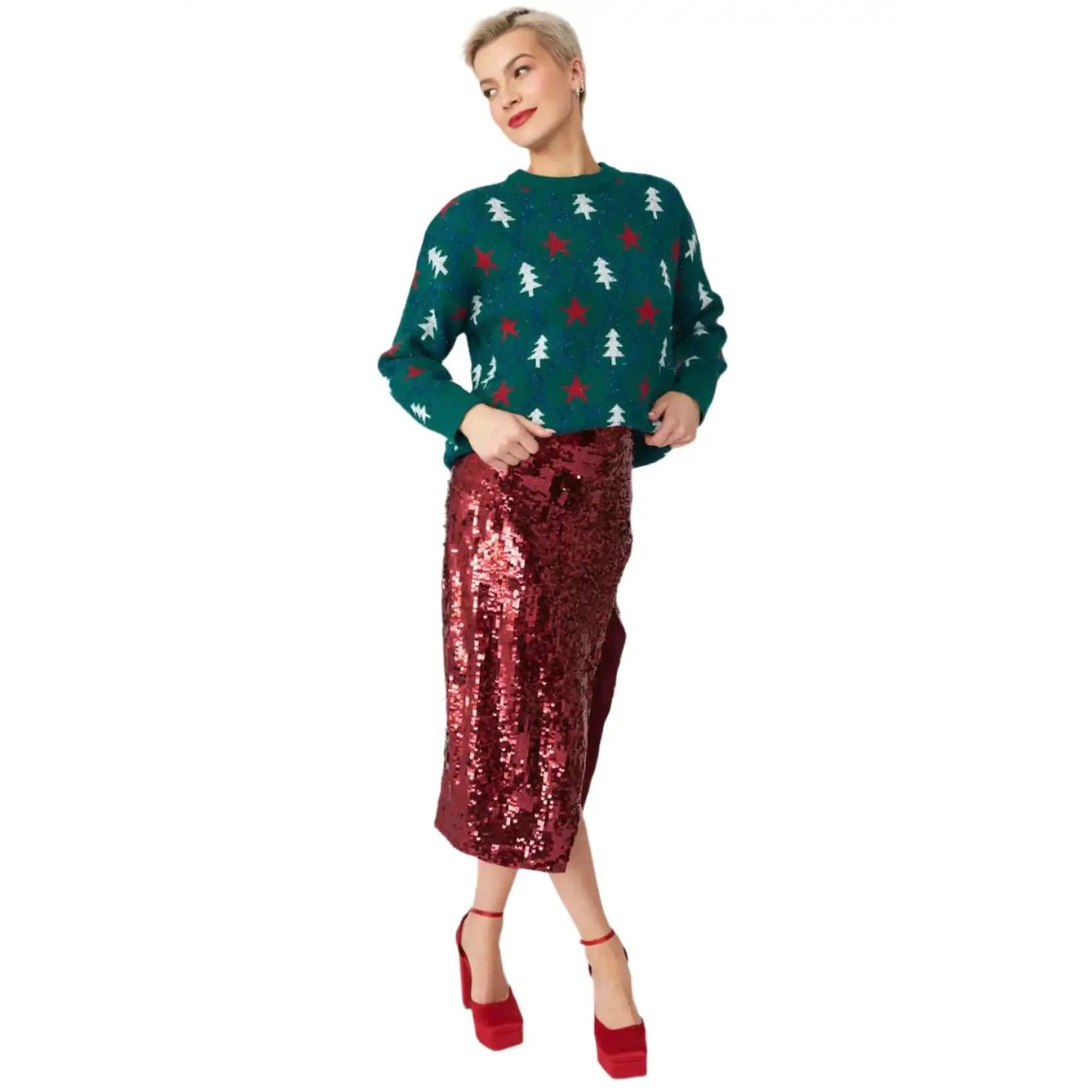 Buy Me Fur Ltd Green Cashmere and Banana Blend Christmas Jumper Apparel & Accessories > Clothing > Shirts & Tops > Jumpers > Womens Jumpers > Cashmere Jumpers > Christmas Jumpers > Luxury Christmas Jumpers emmy-jane-boutique.myshopify.com