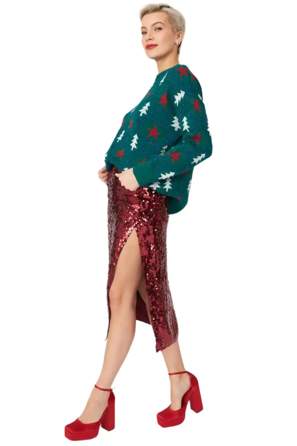 Buy Me Fur Ltd Green Cashmere and Banana Blend Christmas Jumper Apparel & Accessories > Clothing > Shirts & Tops > Jumpers > Womens Jumpers > Cashmere Jumpers > Christmas Jumpers > Luxury Christmas Jumpers emmy-jane-boutique.myshopify.com