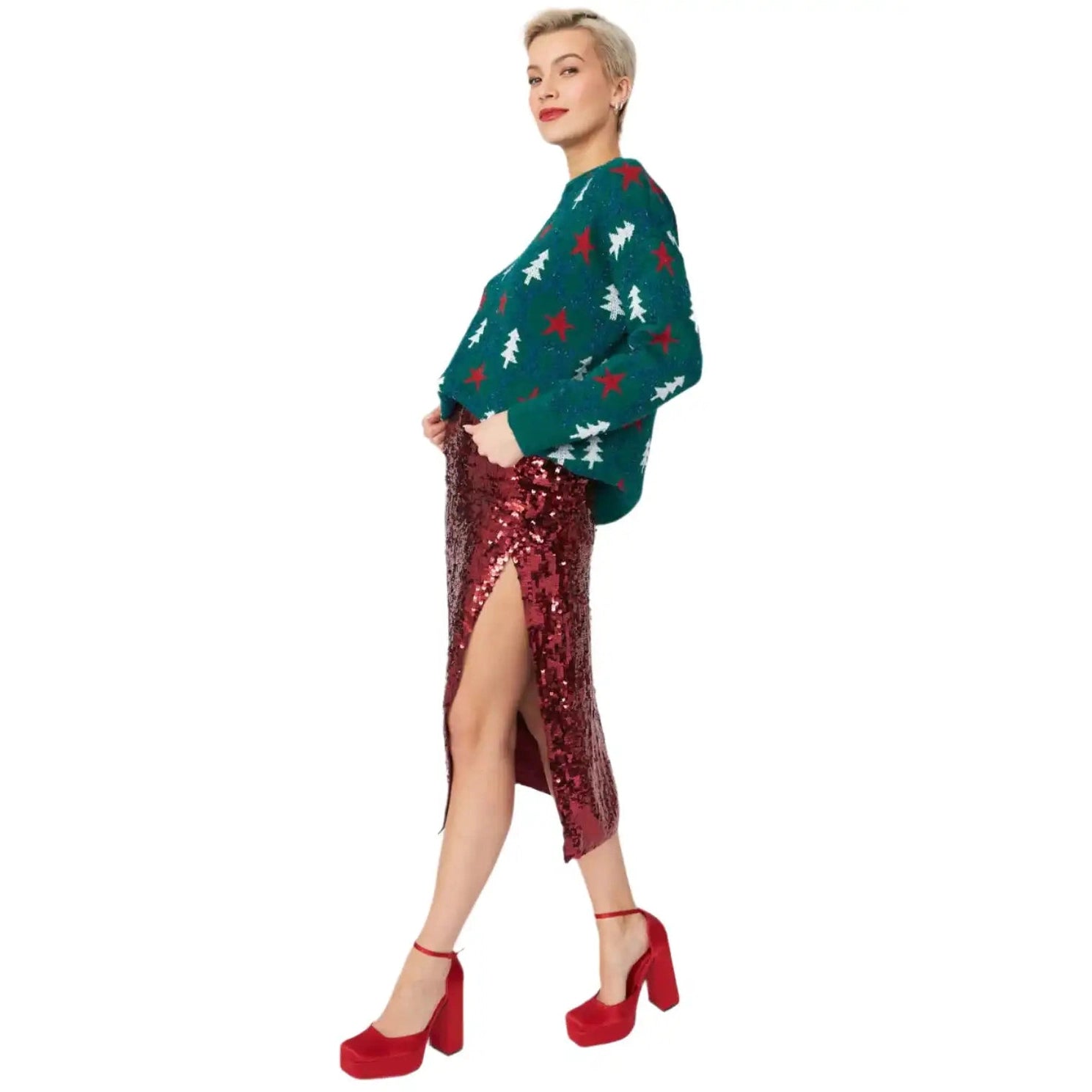 Buy Me Fur Ltd Green Cashmere and Banana Blend Christmas Jumper Apparel & Accessories > Clothing > Shirts & Tops > Jumpers > Womens Jumpers > Cashmere Jumpers > Christmas Jumpers > Luxury Christmas Jumpers emmy-jane-boutique.myshopify.com