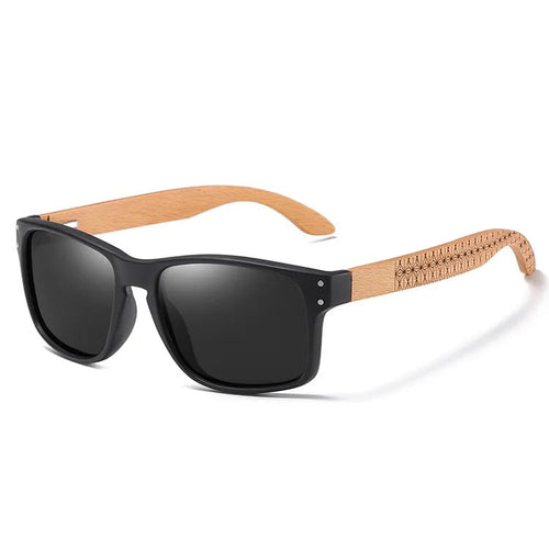 Eco-Friendly Bamboo Sunglasses - Harris Black - Wooden Glasses Case