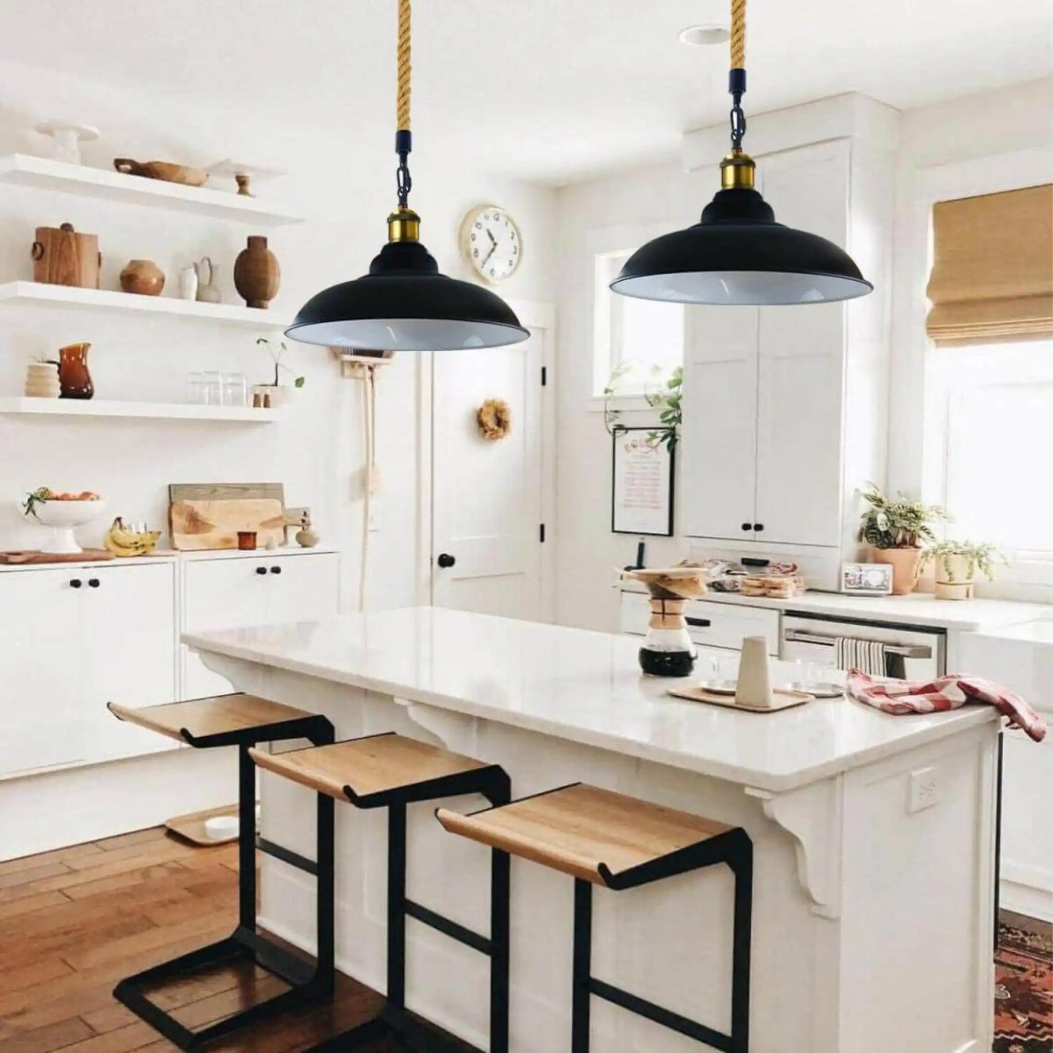 LEDSone UK Ltd Ceiling Lights Black Metal Ceiling Pendant Light Hemp Rope Home & Garden > Lighting > Lighting Fixtures > Ceiling Light Fixtures > Ceiling Lights Black > Metal Ceiling Lights > Pendant Lights > Hemp Rope Lights emmy-jane-boutique.myshopify.com