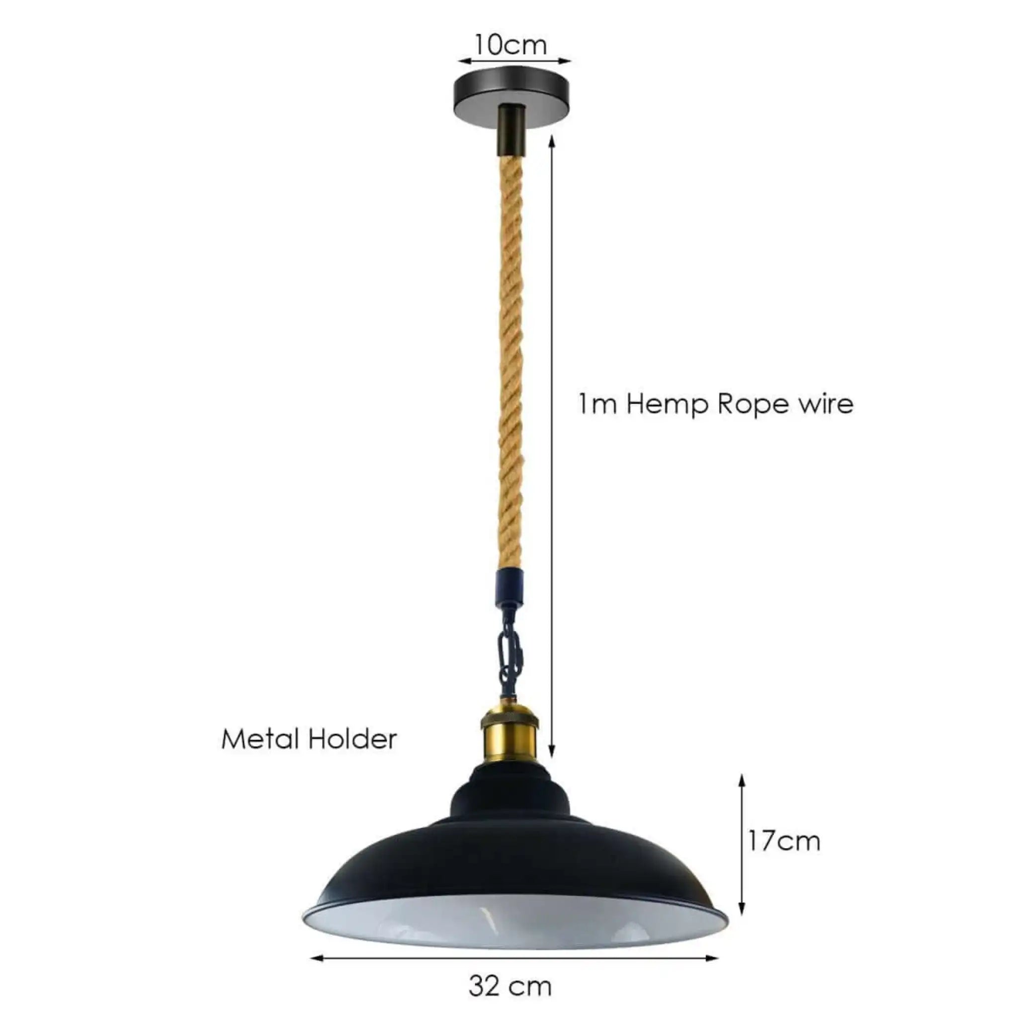 LEDSone UK Ltd Ceiling Lights Black Metal Ceiling Pendant Light Hemp Rope Home & Garden > Lighting > Lighting Fixtures > Ceiling Light Fixtures > Ceiling Lights Black > Metal Ceiling Lights > Pendant Lights > Hemp Rope Lights emmy-jane-boutique.myshopify.com