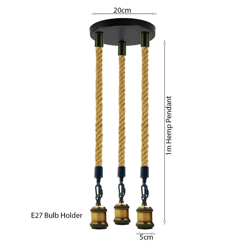 LEDSone Hemp Rope 3 Head Pendant Ceiling Light Retro Light Fixture Home & Garden > Lighting > Lighting Fixtures > Ceiling Light Fixtures > Ceiling Lights > Pendant Lights > Hemp Rope Lights emmy-jane-boutique.myshopify.com