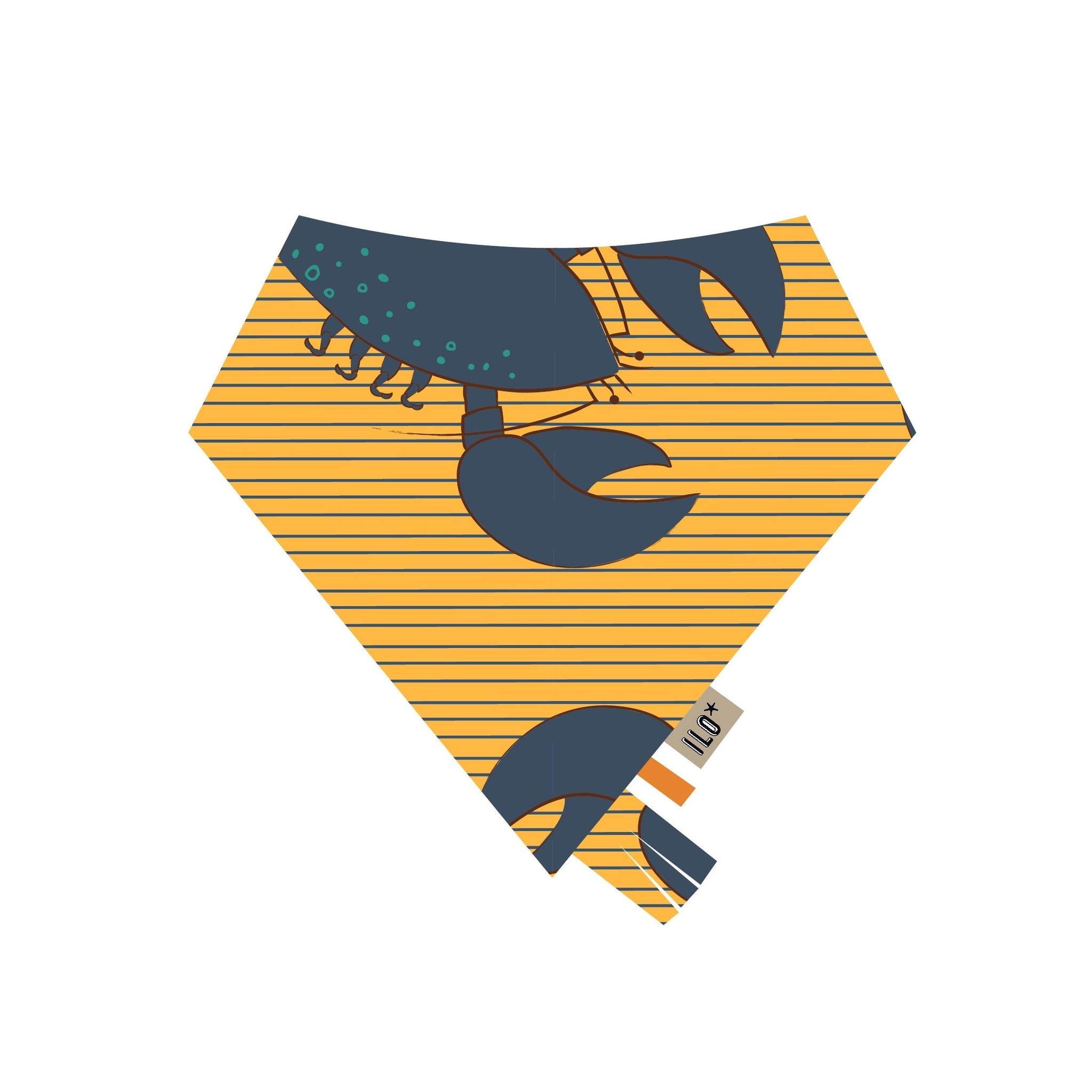 Blue Lobsters on Gold Bandana Taggy Bib