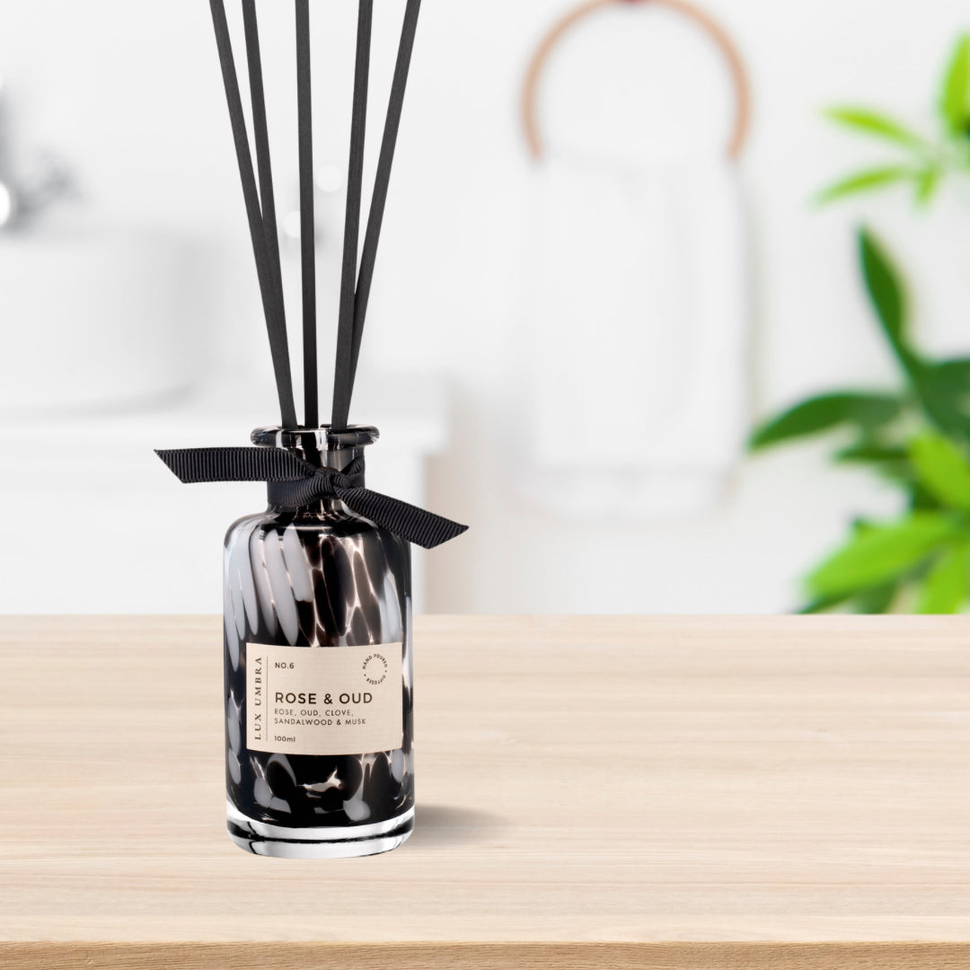 Rose and Oud Reed Diffuser with Floral and Woody Notes