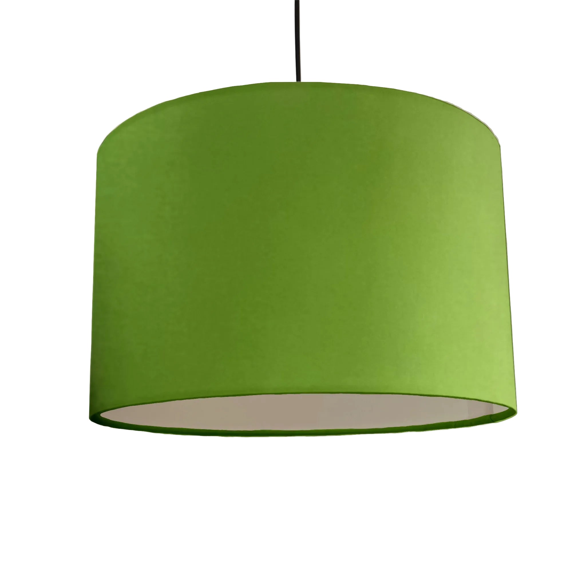 Green lampshade on a plain background