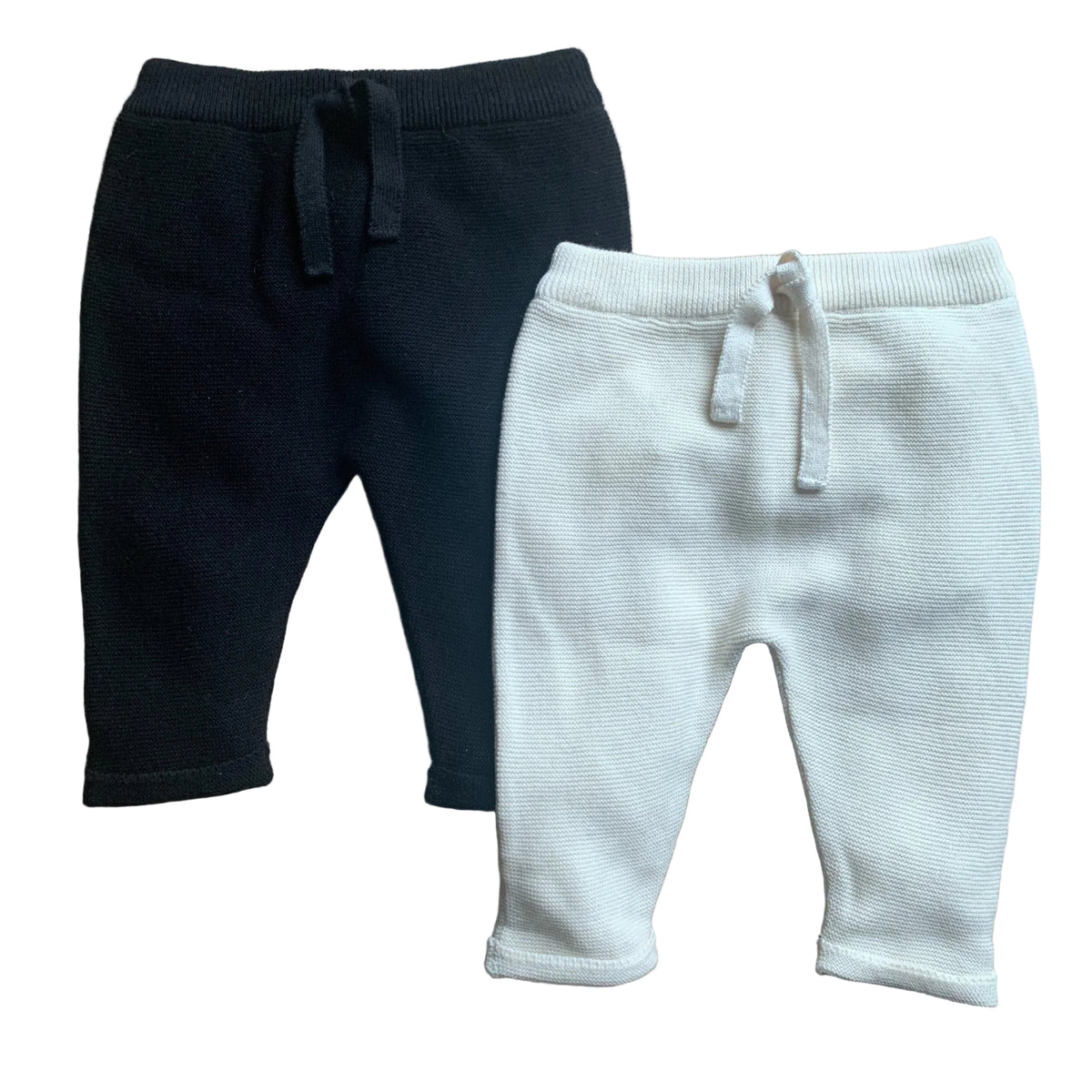 Fable organic cotton knitted baby joggers in natural white