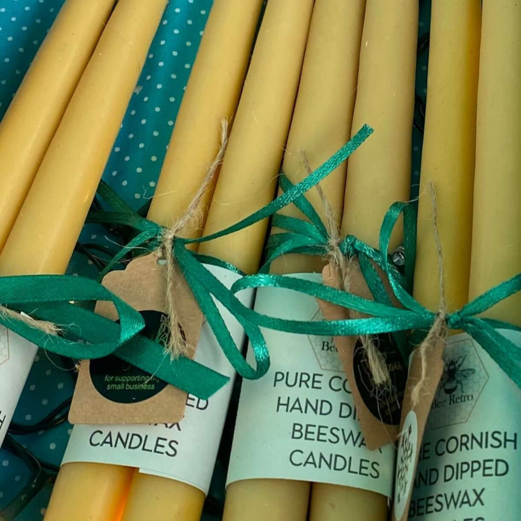 Beeswax Hand Dipped Taper Candles- 1/2" width. Three size options-5