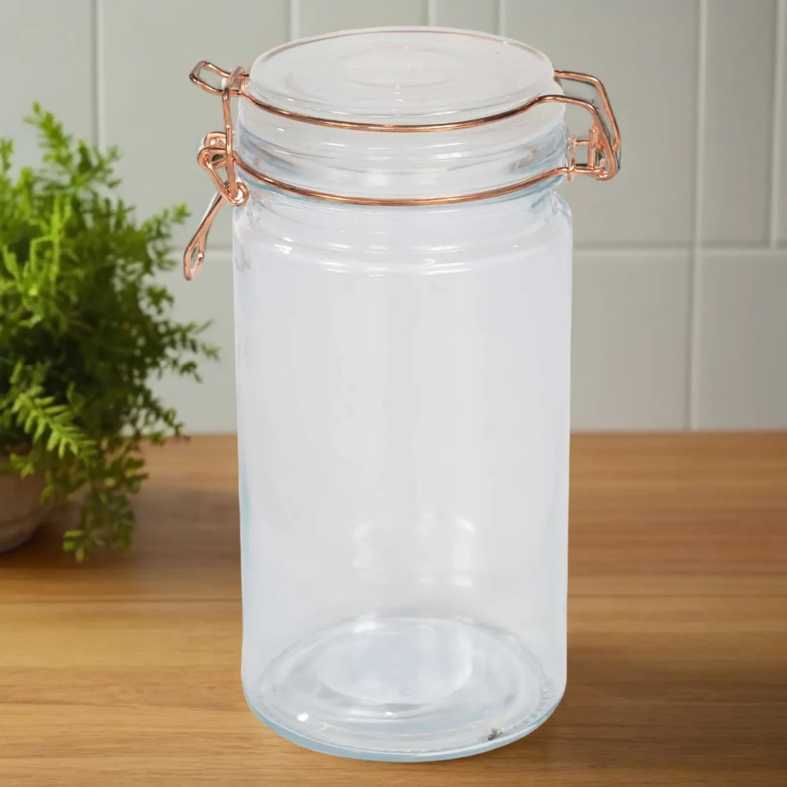 Kitchen Storage Jar With Copper Clip 20cm-1