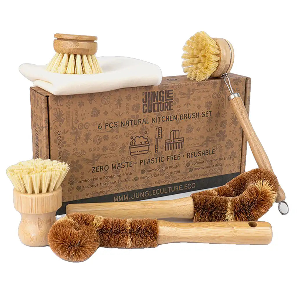 Jungle Culture Natural Dish Brushes for Washing Up - Eco-Friendly Kitchen Scrubber Brush Set Home & Garden > Household Supplies > Household Cleaning Supplies > Scrub Brushes > Eco-Friendly Kitchen Sets emmy-jane-boutique.myshopify.com
