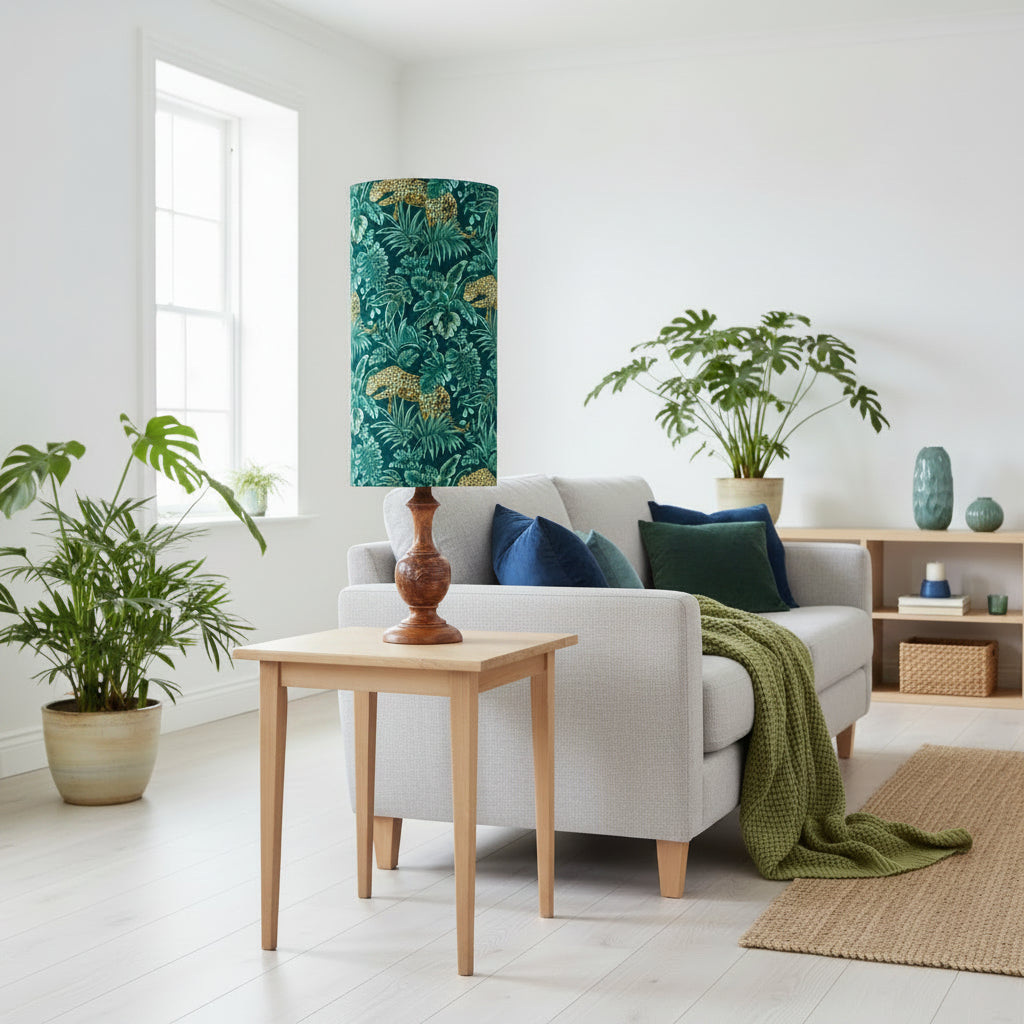 Leopard Print Velvet Tall Cylinder Lampshade for Home