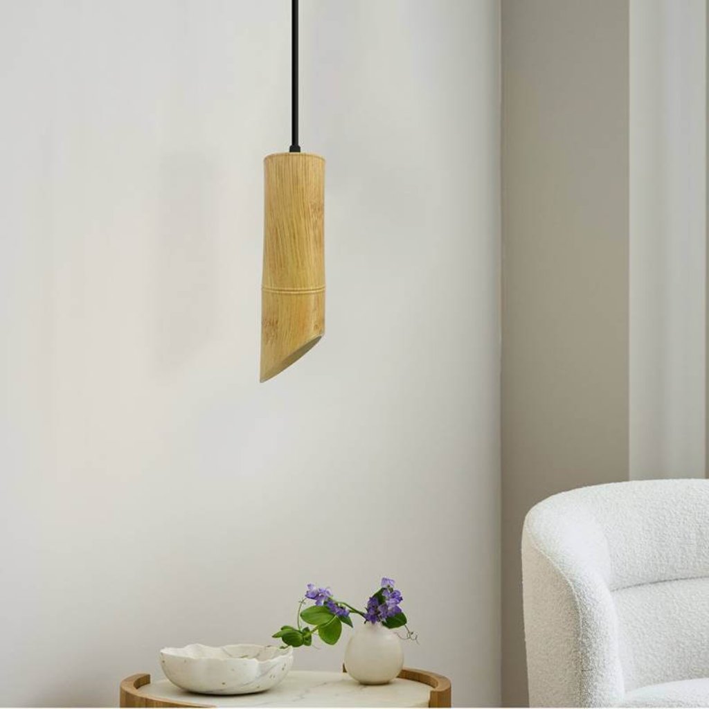 Modern Hanging Fixture Nordic Long Tube Hanging Lamp Bamboo GU10 Pendant Light~4774-7