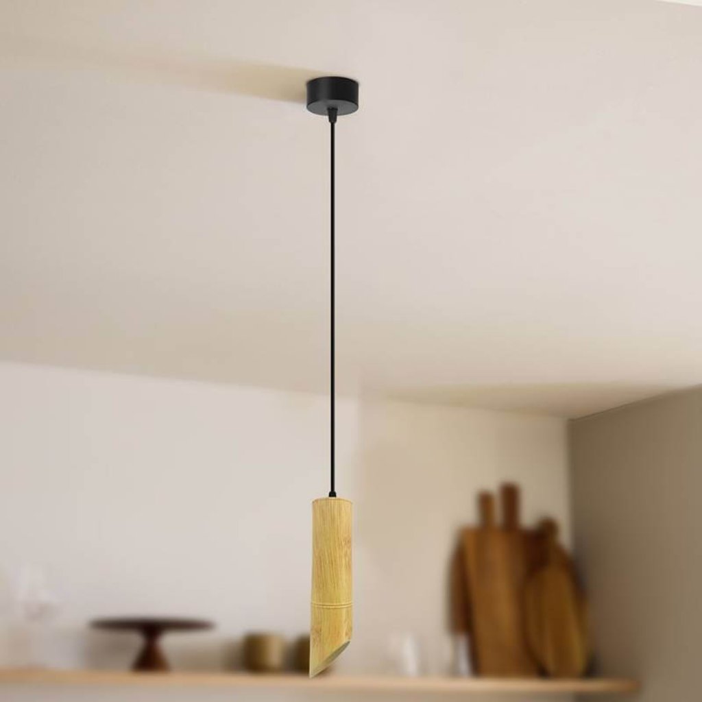 Modern Hanging Fixture Nordic Long Tube Hanging Lamp Bamboo GU10 Pendant Light~4774-2