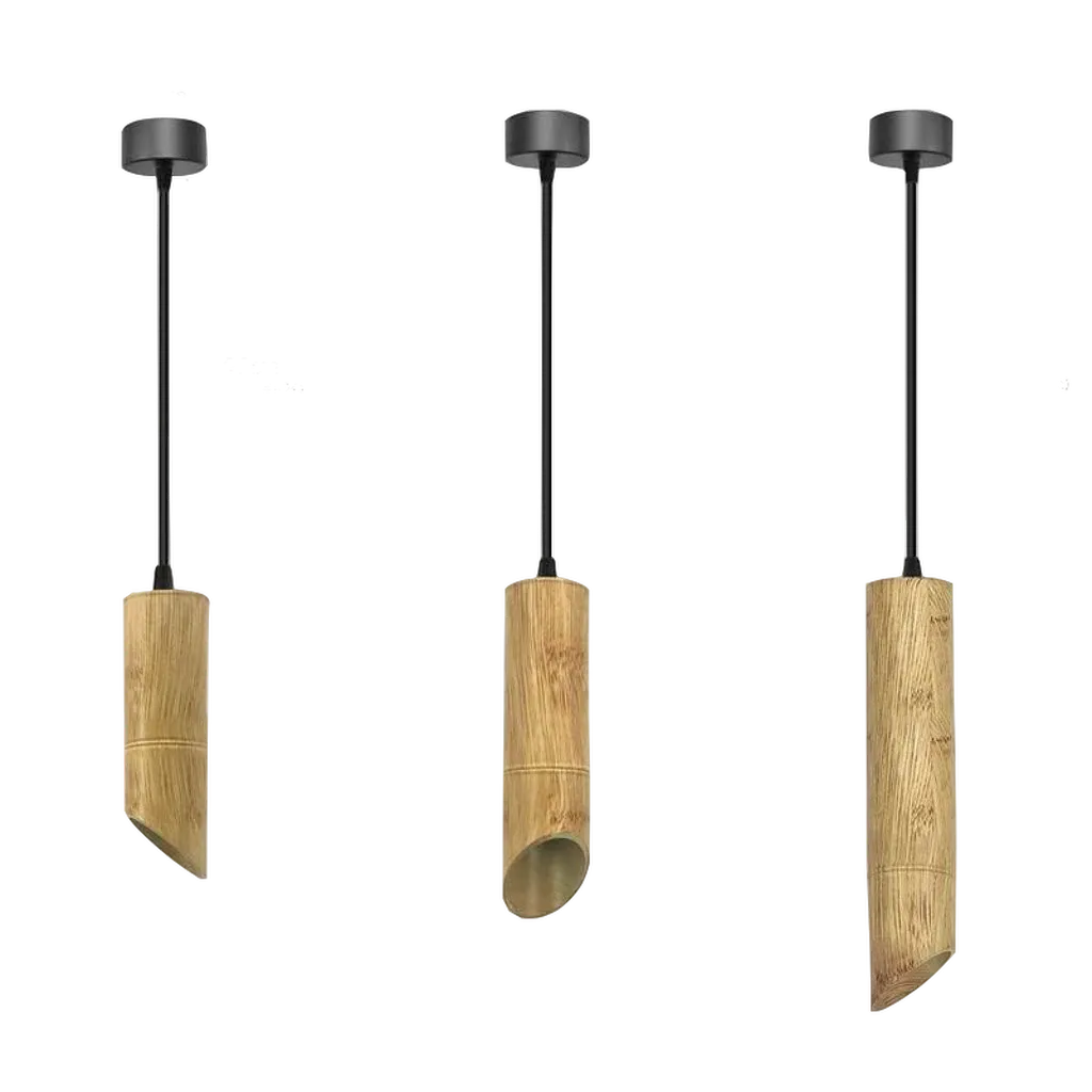 Modern Hanging Fixture Nordic Long Tube Hanging Lamp Bamboo GU10 Pendant Light~4774-11