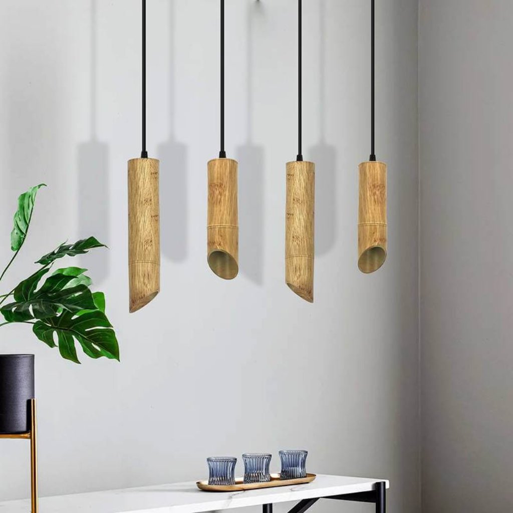 Modern Hanging Fixture Nordic Long Tube Hanging Lamp Bamboo GU10 Pendant Light~4774-1