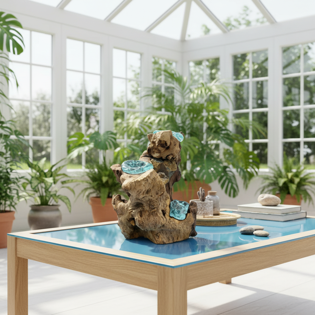 Candle Holder Handmade Tealight Holder - Recycled Molton Glass on Gamel Wood