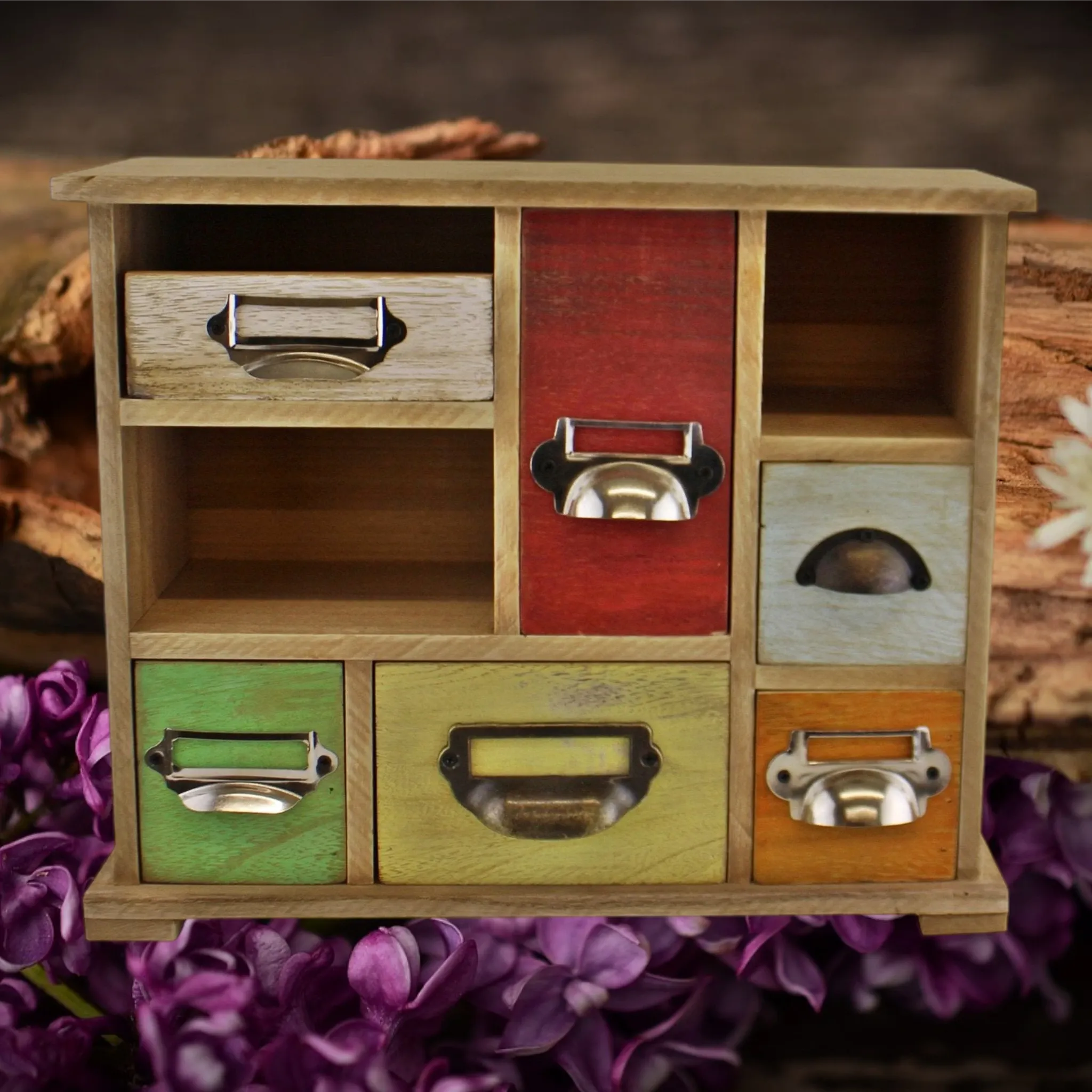 Multi Coloured Wooden Trinket Drawers-0