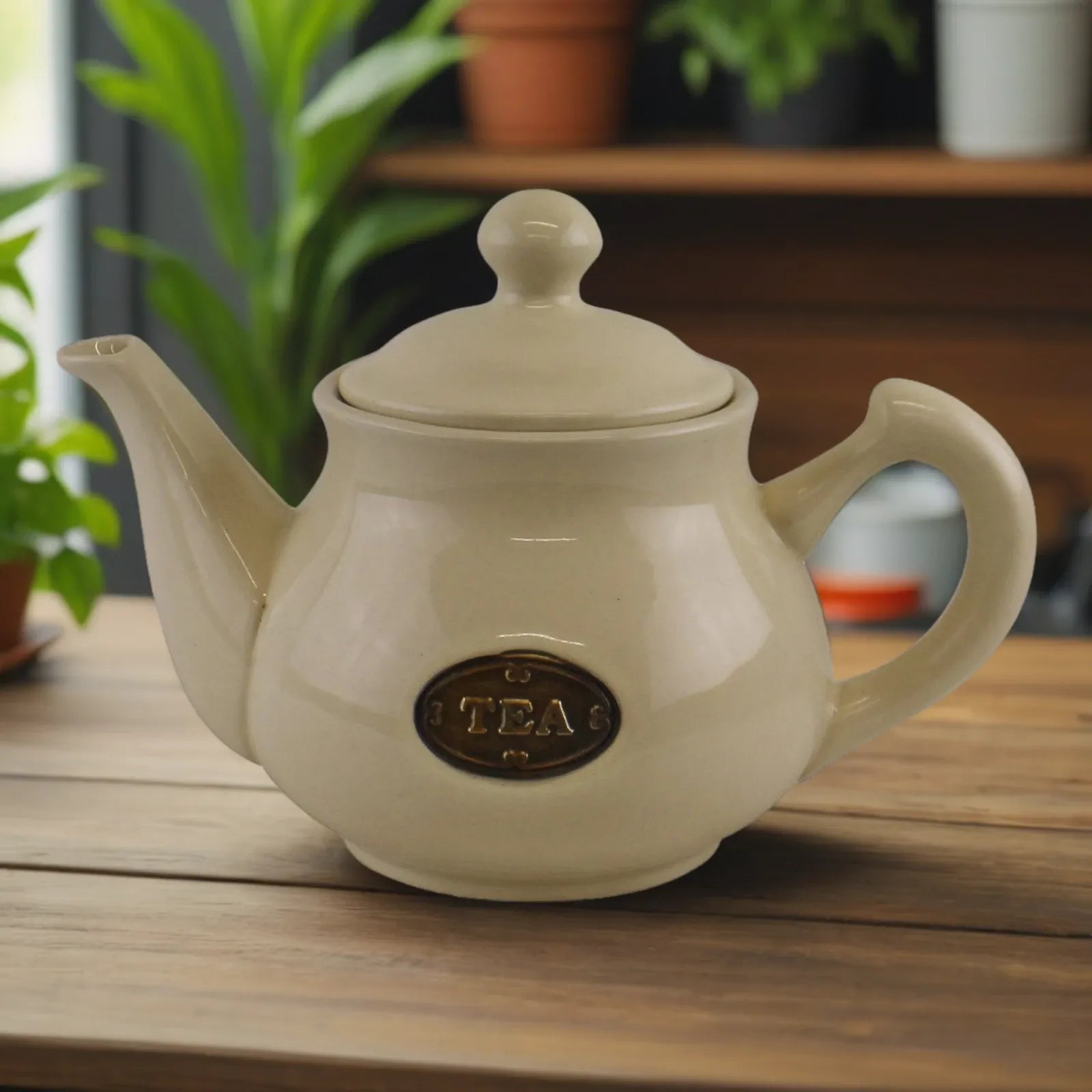 Country Cottage Cream Ceramic Teapot-0