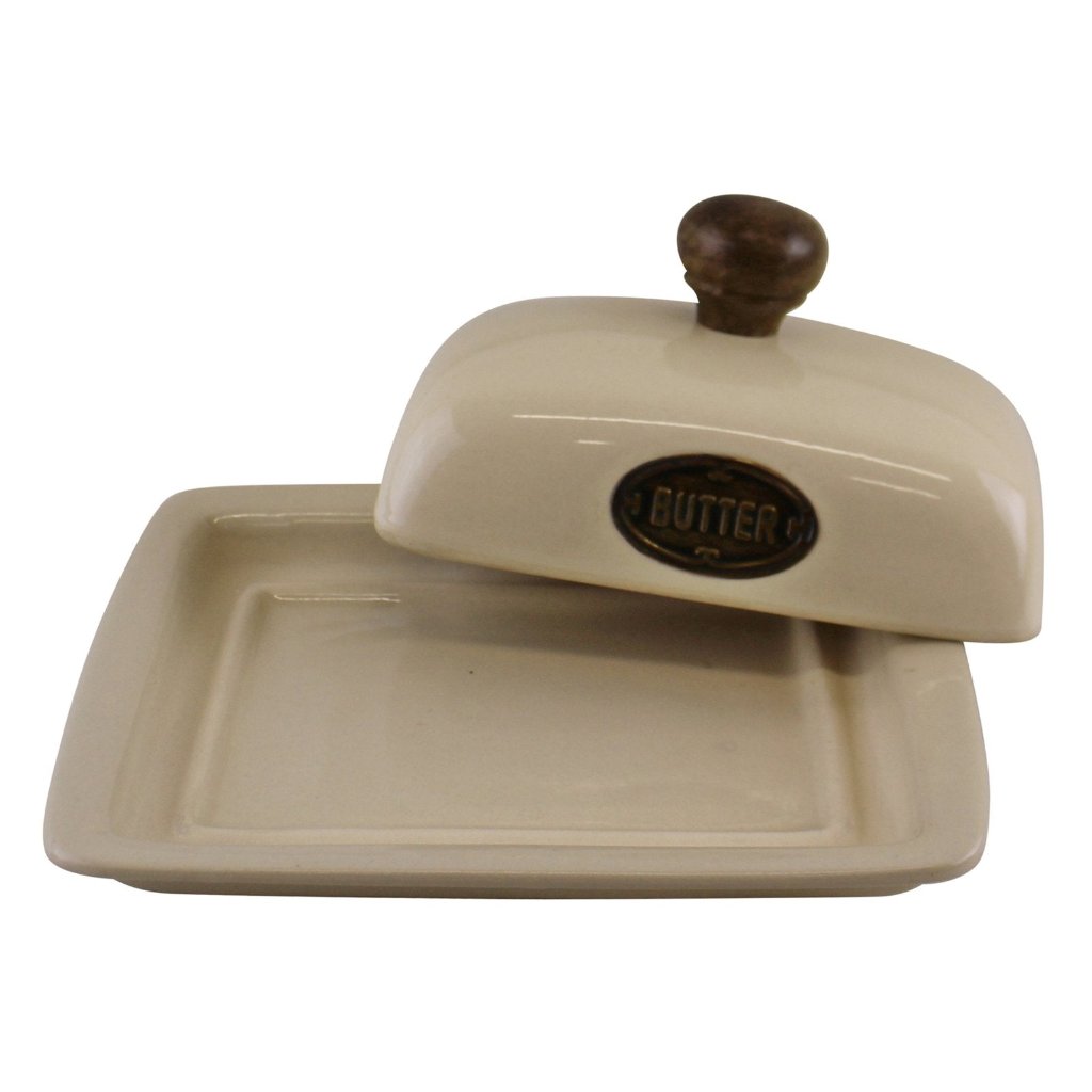 Country Cottage Cream Ceramic Butter Dish-2