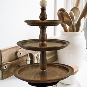 Emmy Jane Boutique Country Cottage 3 Tier Mango Wood Cake Stand