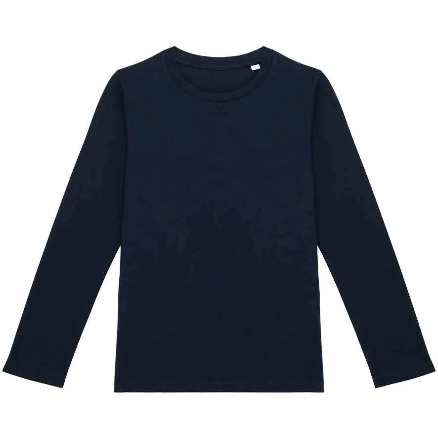 Navy blue long-sleeve shirt on a white background