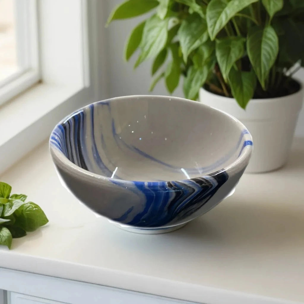 Handmade Ceramic Bowl Mocha Blue 8cm-0