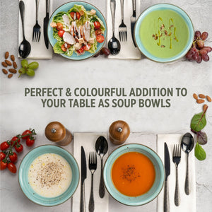 Porcelain Soup-Cereal Bowls Set of 4 Pebble Sea Green 18cm-5