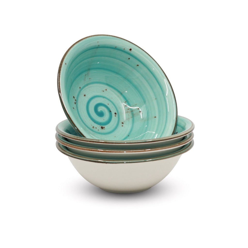 Porcelain Soup-Cereal Bowls Set of 4 Pebble Sea Green 18cm-0
