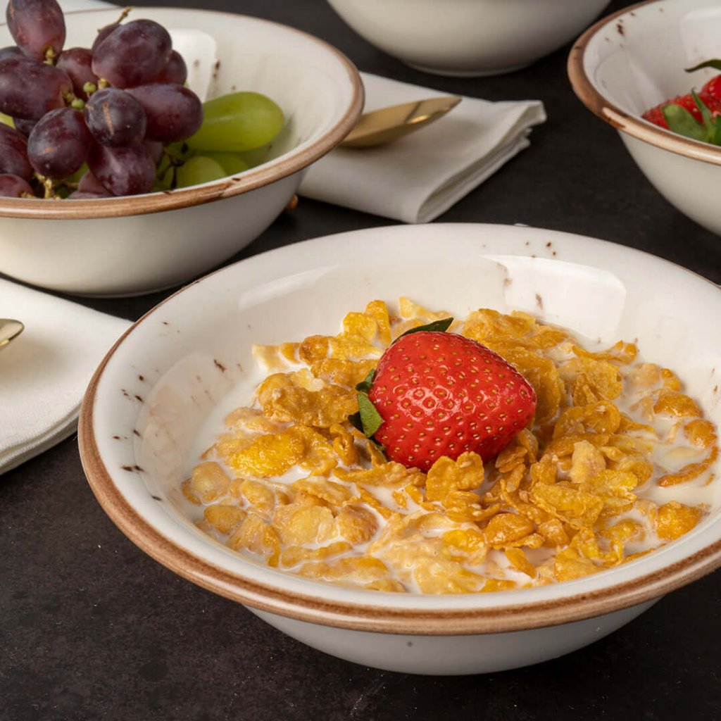 Porcelain Soup-Cereal Bowls Set of 4 Pebble Marble White 18cm-5