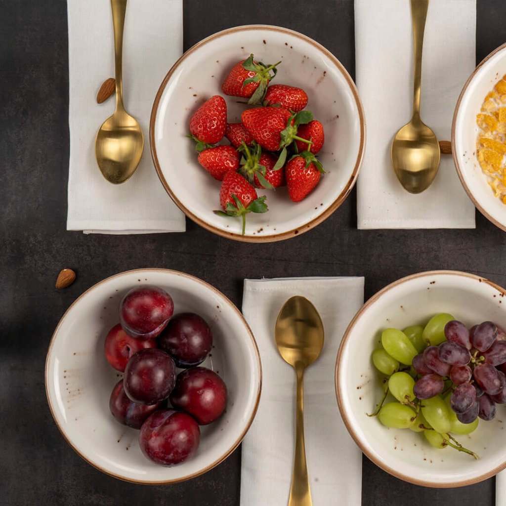 Porcelain Soup-Cereal Bowls Set of 4 Pebble Marble White 18cm-4