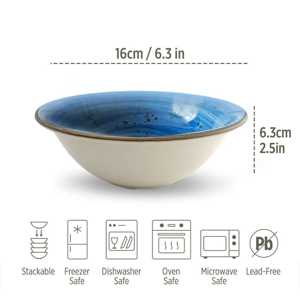 Porcelain Soup-Cereal Bowl Pebble Marine Blue 16cm-2