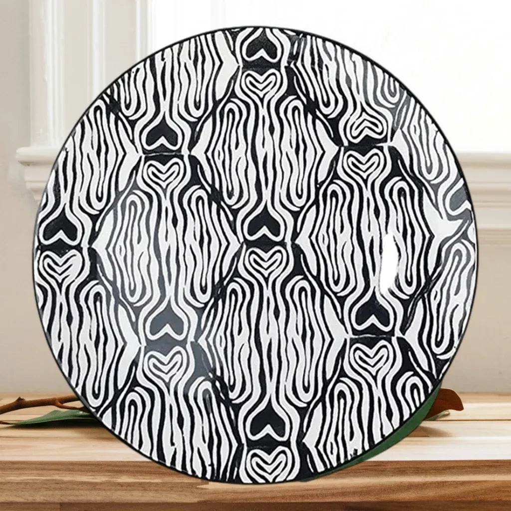 Ceramic Side Plate Modern Black Heart 20cm-0