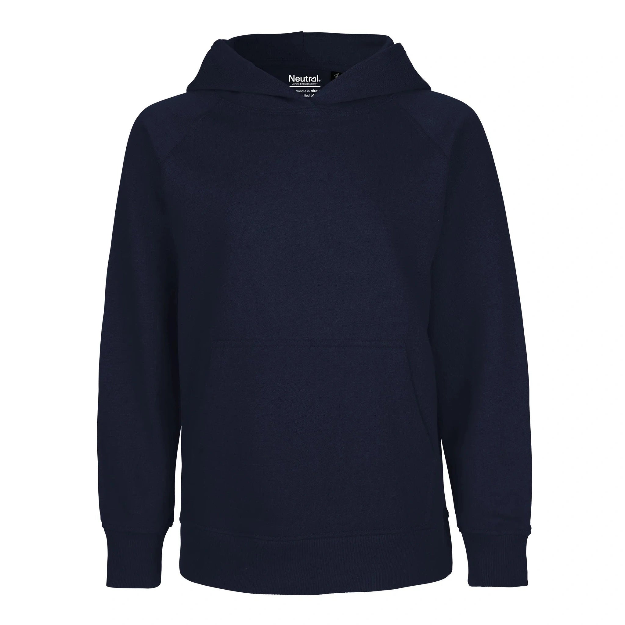 Navy blue hoodie on a white background
