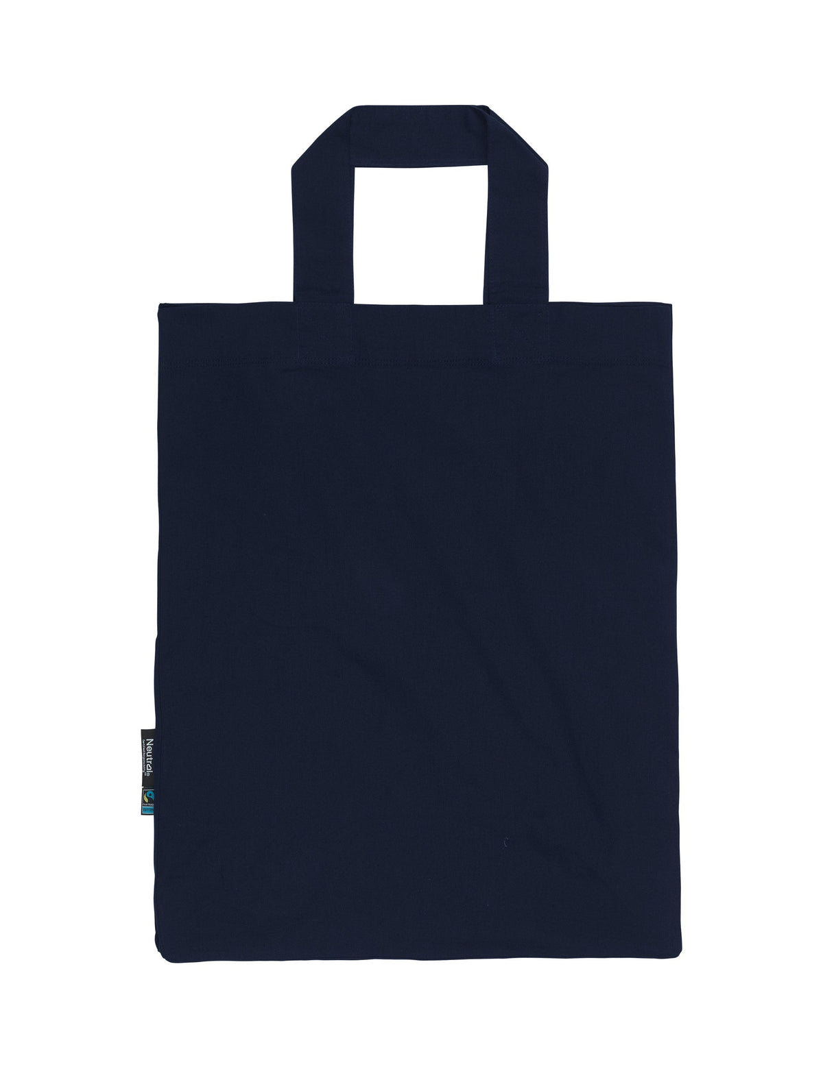 Navy Fairtrade Organic Twill Grocery Bag with short handles on a white background