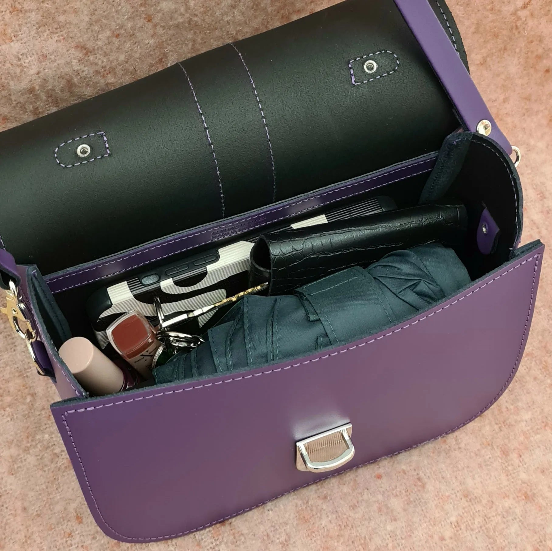 Zatchels Olympia Handmade Leather Bag - Purple Cross Body Bag emmy-jane-boutique.myshopify.com