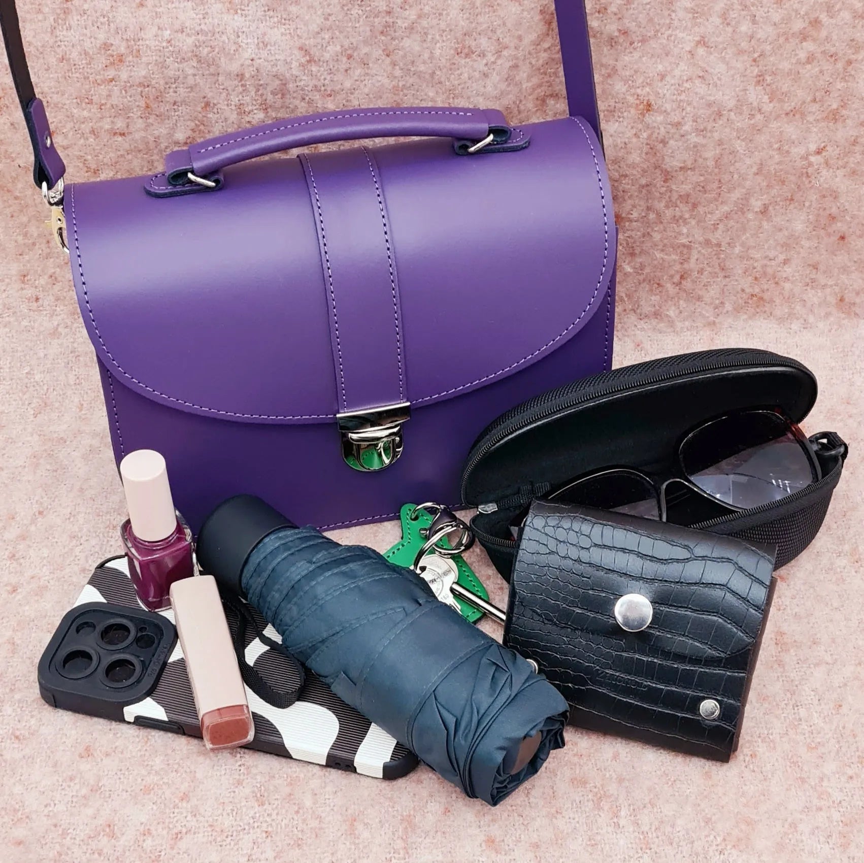 Zatchels Olympia Handmade Leather Bag - Purple Cross Body Bag emmy-jane-boutique.myshopify.com