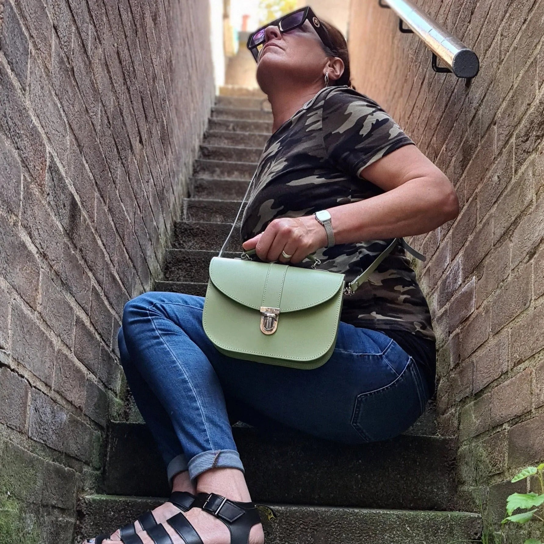 Zatchels Olympia Handmade Leather Bag - Sage Green Cross Body Bag emmy-jane-boutique.myshopify.com