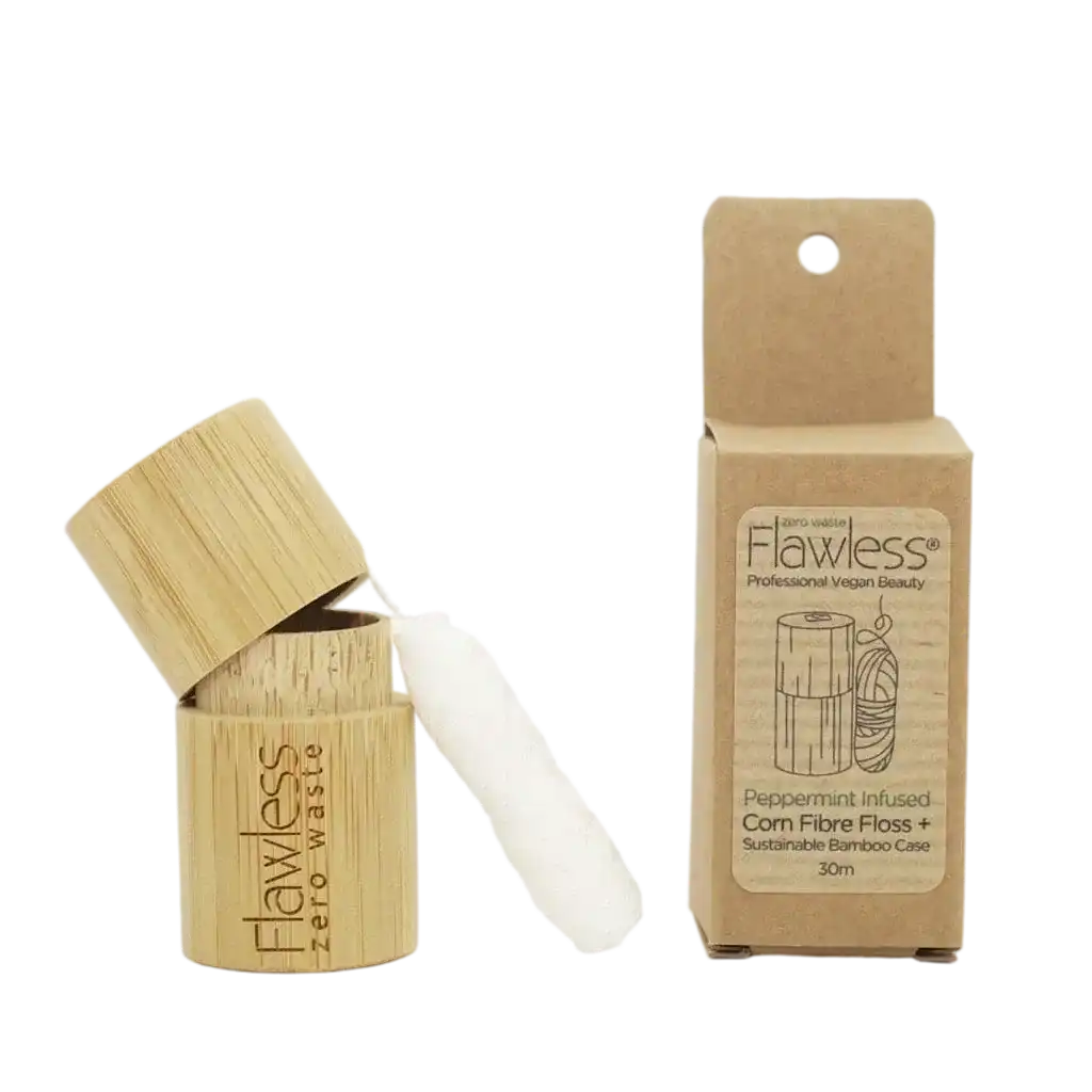 Flawless Compostable Dental Floss with Bamboo Dispenser - Peppermint Health & Beauty > Personal Care > Oral Care > Dental Floss > Eco-Friendly Dental Floss > Plastic-Free Dental Floss >Compostable Dental Floss with Bamboo Dispenser - Peppermint emmy-jane-boutique.myshopify.com