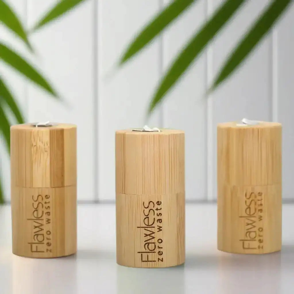 Flawless Compostable Dental Floss with Bamboo Dispenser - Peppermint Health & Beauty > Personal Care > Oral Care > Dental Floss > Eco-Friendly Dental Floss > Plastic-Free Dental Floss >Compostable Dental Floss with Bamboo Dispenser - Peppermint emmy-jane-boutique.myshopify.com