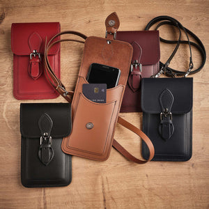 Handmade Leather Mobile Phone Pouch Plus - Marsala Red-4